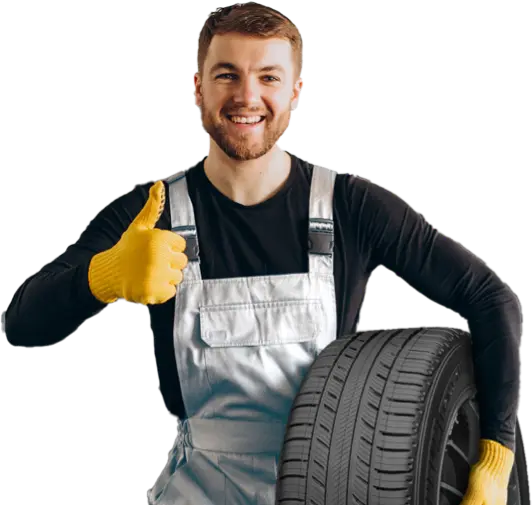 man with tire